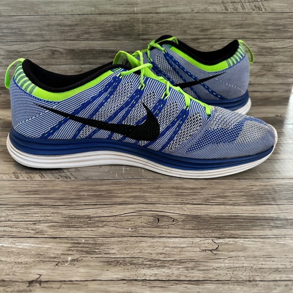 Nike FlyKnit Lunar 1 Mens Running Shoes Blue Green Lace Up 554887-401 Size 14 - Picture 7 of 11